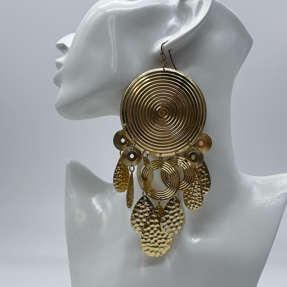 Oversized Round Shape Art Deco Statement Earrings… - image 6